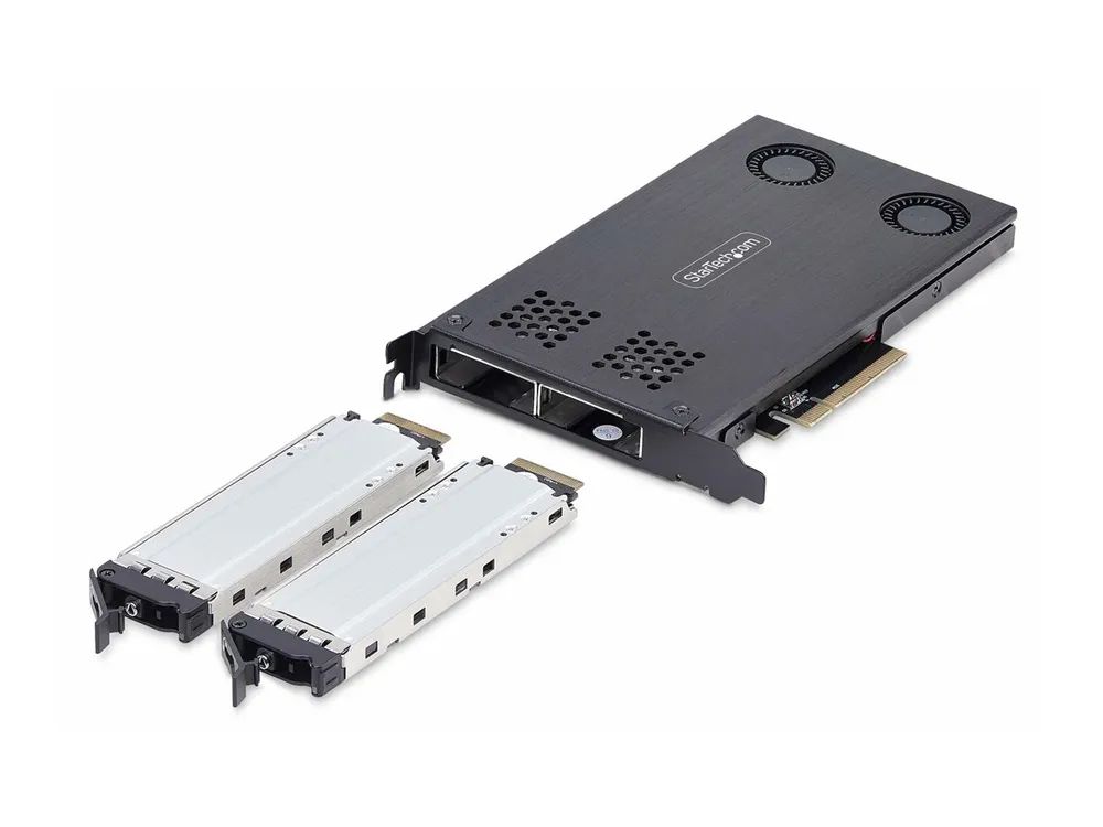StarTech.com Dual-Bay M.2 NVMe SSD Removable Mobile Rack for PCIe x8 Slot - Schnittstellenadapter - M.2 - M.2 NVMe Card / PCIe (NVMe)