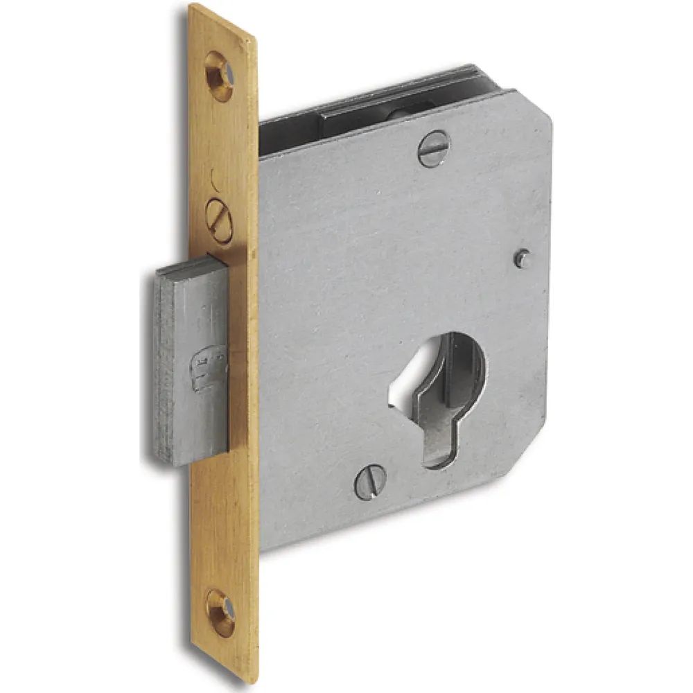JUNIE 2863 Zylinder-Einsteckschloss, Dornmaß 30 mm, Stahl blank, Stulp Messing