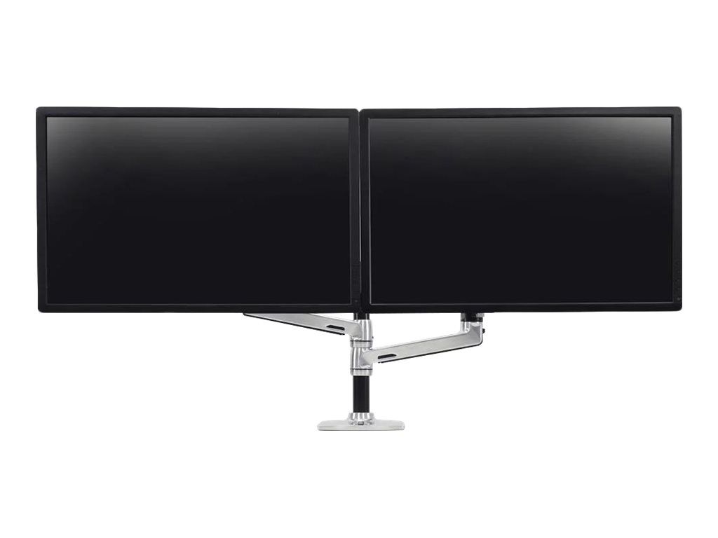Ergotron LX - Befestigungskit (Spannbefestigung für Tisch, Tischplattenbohrung, Stange, 2 Gelenkarme, 2 Erweiterungsklammern, Notebook-Ablage) - für 2 LCD-Displays oder LCD-Display und Notebook - Polished Aluminum - Bildschirmgröße: bis zu 61 cm (bis
