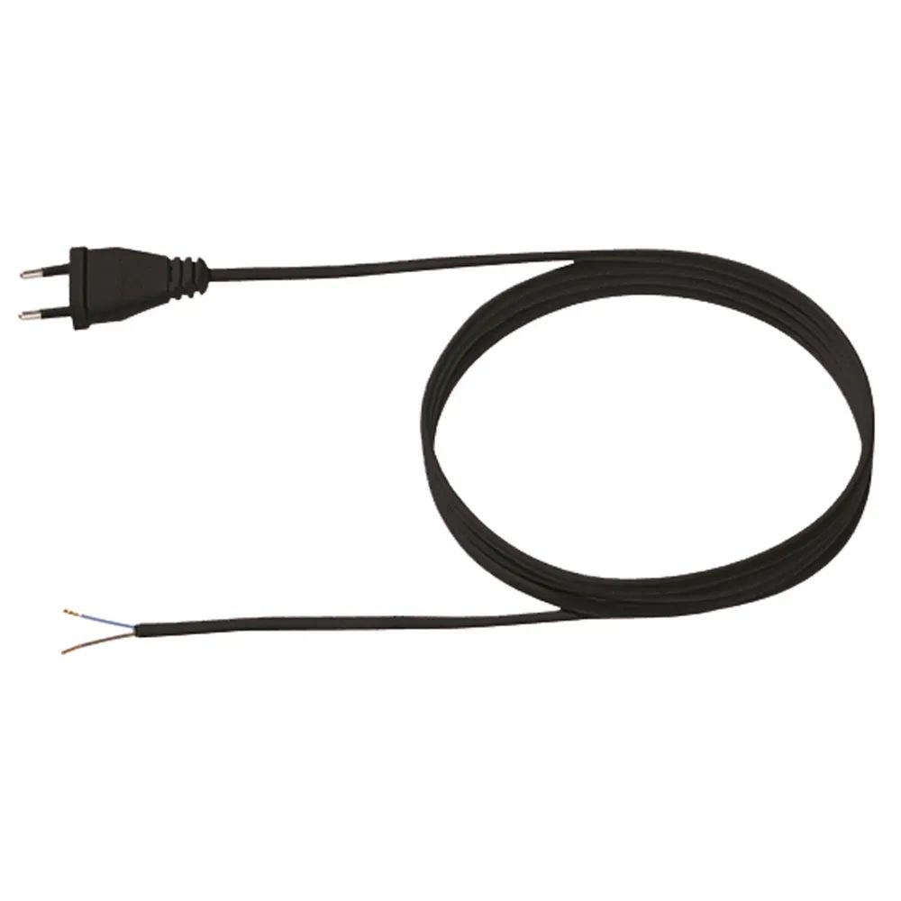 BACHMANN Zuleitung 2x0,75 3m schwarz, H03VVH2-F Eurostecker unverpackt
