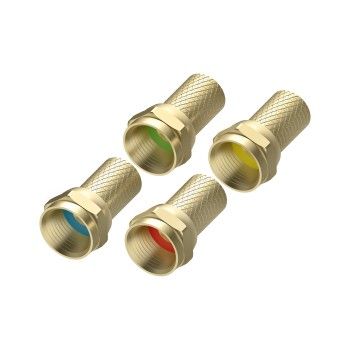 Hama F-Stecker, 7,0 mm, schraubbar, 4 Stück, farbcodiert