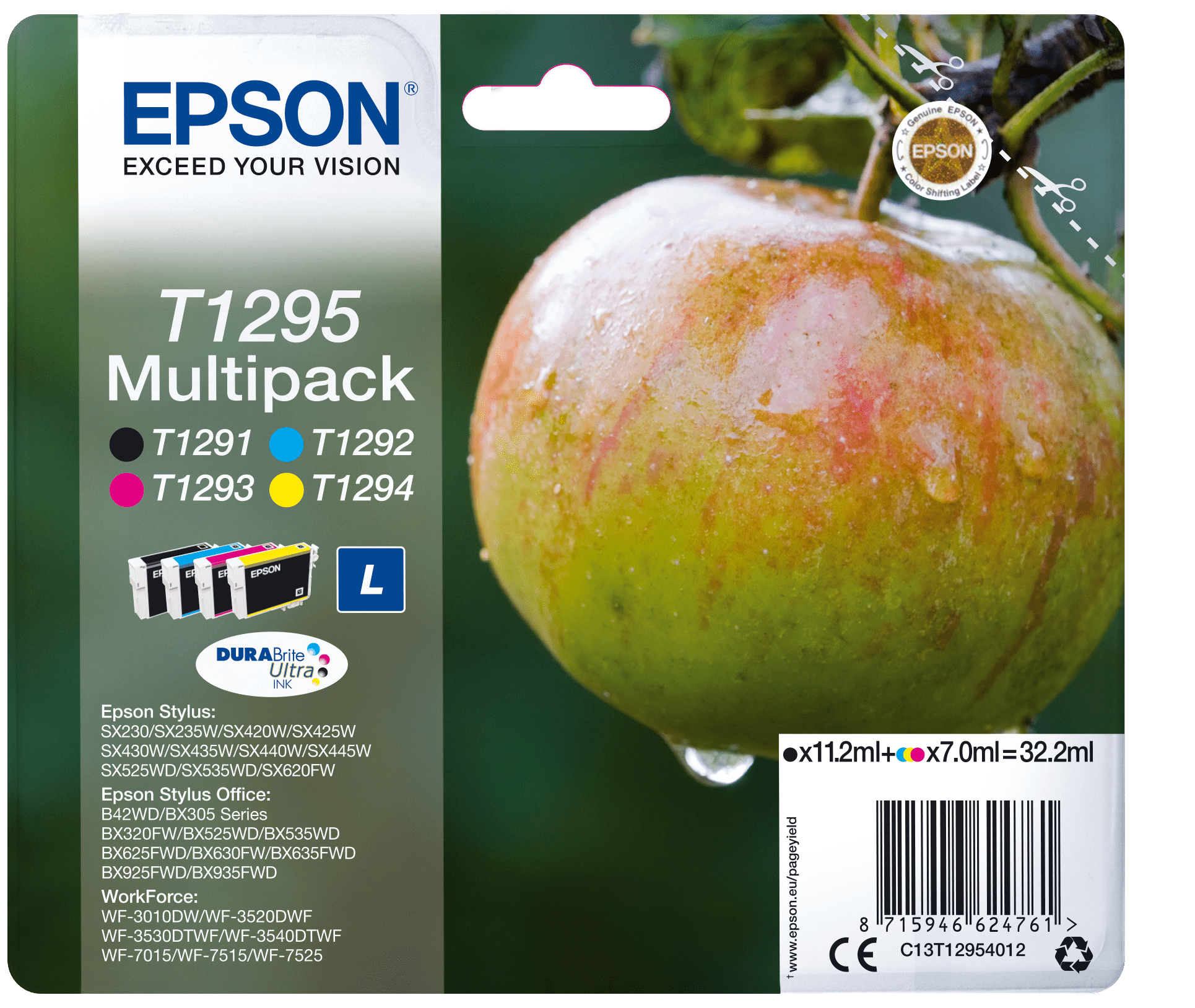 Epson T1295 Tinte Apfel Multi, Standard, 4 Farben