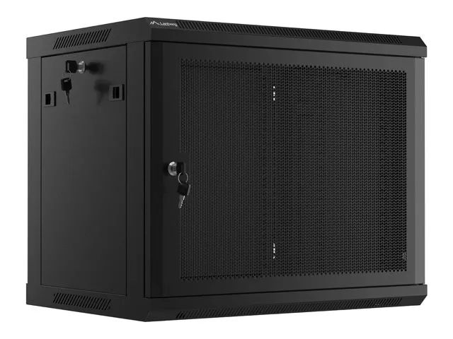 Lanberg WF01 Series - Schrank Netzwerkschrank - 600 x 450, with perforated door, flat pack - geeignet für Wandmontage - Schwarz, RAL 9004 - 9U - 48.3 cm (19")