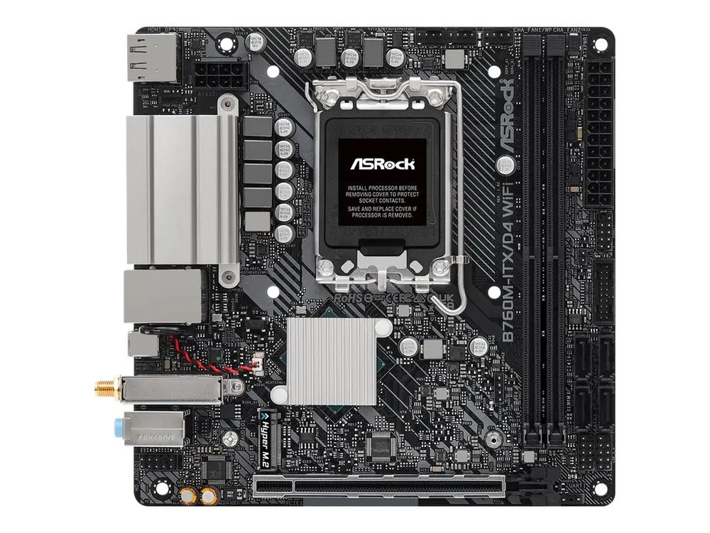 ASRock B760M-ITX/D4 WiFi - Motherboard - Mini-ITX - LGA1700-Sockel - B760 Chipsatz - USB-C 3.2 Gen 2x2, USB 3.2 Gen 1 - Wi-Fi 6E, Gigabit LAN, Bluetooth - Onboard-Grafik (CPU erforderlich)