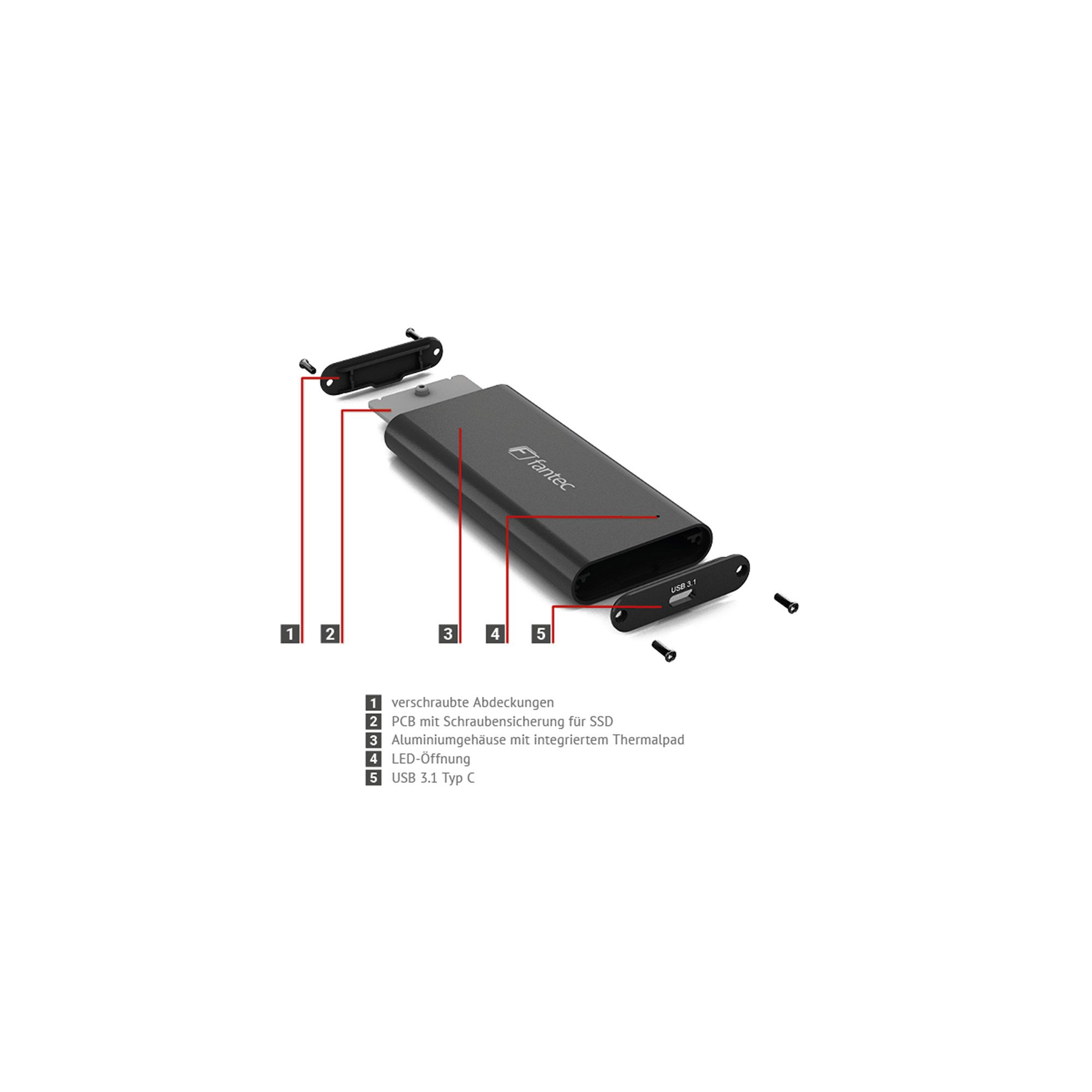 FANTEC NVMe31 - Speichergehäuse - NVMe - USB 3.1 (Gen 2)