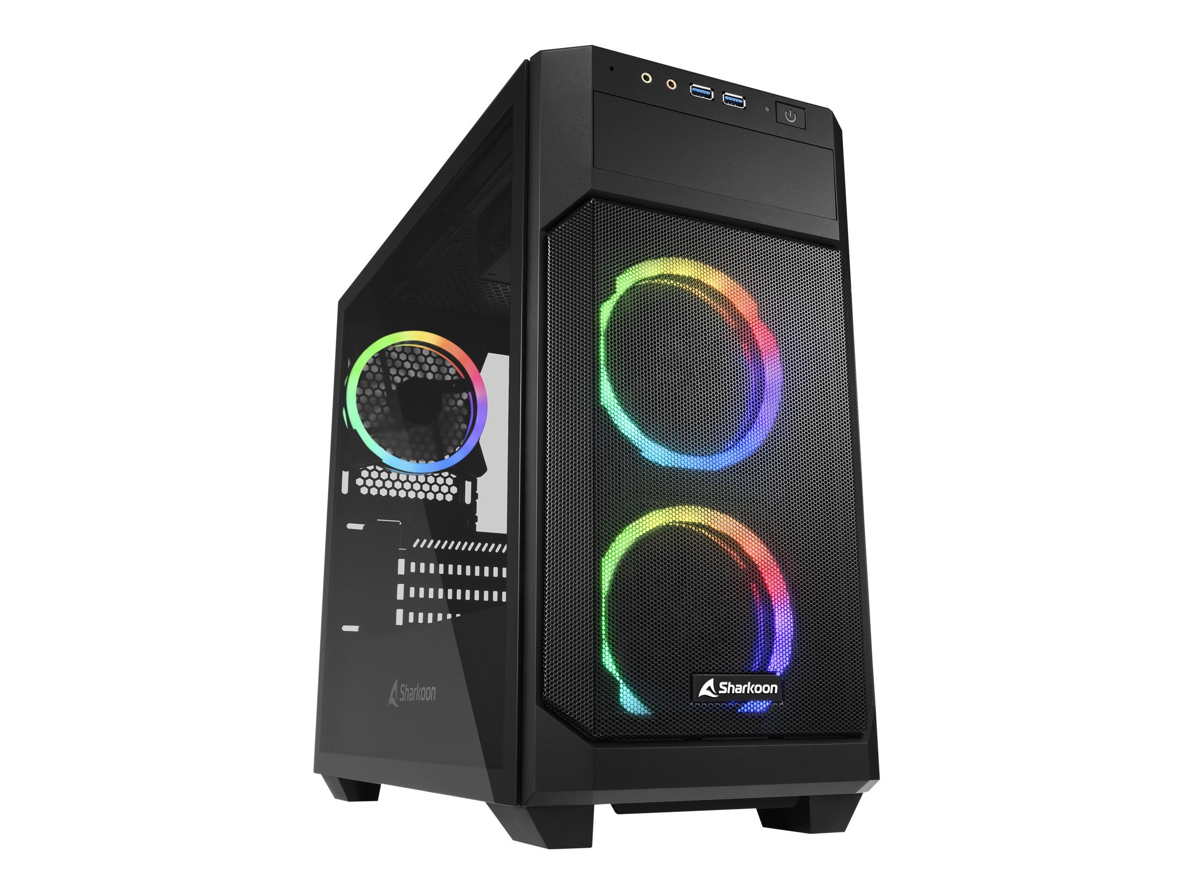 Sharkoon V1000 RGB - microATX - Seitenteil mit Fenster (gehärtetes Glas)