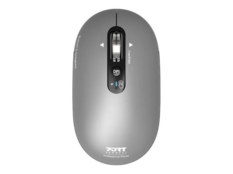 PORT Designs PORT Connect Professional PURE - Maus - wiederaufladbar - optisch - 4 Tasten - kabellos - 2.4 GHz, Bluetooth - kabelloser Empfänger (USB)