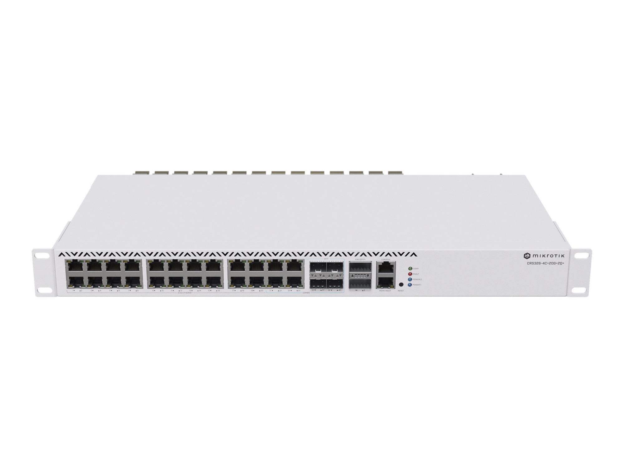 MikroTik CRS326-4C+20G+2Q+RM - Switch - L3 - 20 x 2.5GBase-T + 4 x Kombination 2,5/10 Gigabit SFP+ + 2 x 40 Gigabit QSFP+