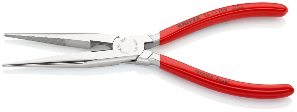 KNIPEX Flachrundzange mit Schneide (Storchschnabelzange) mit Kunststoff überzogen verchromt 200 mm
