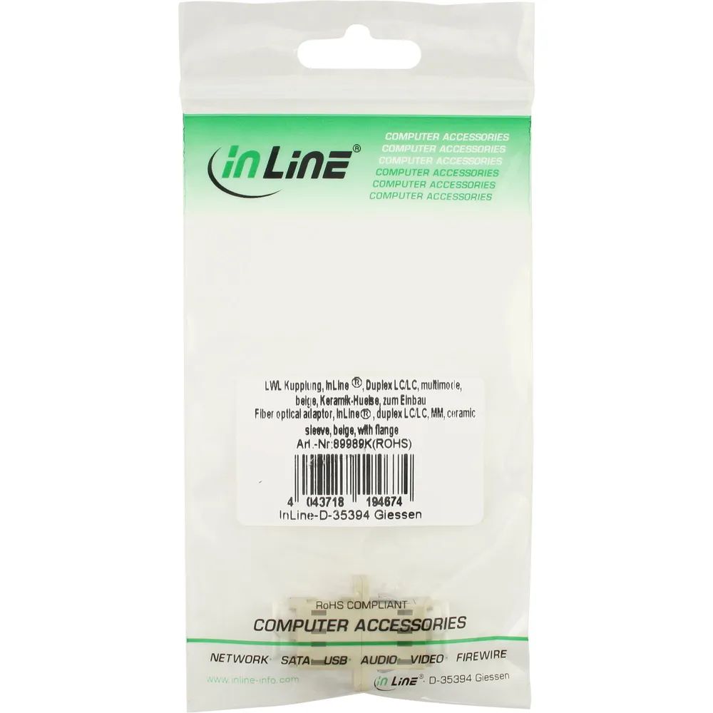 InLine LWL Kupplung - Duplex LC/LC - multimode - beige - Keramik-Hülse - zum Einbau