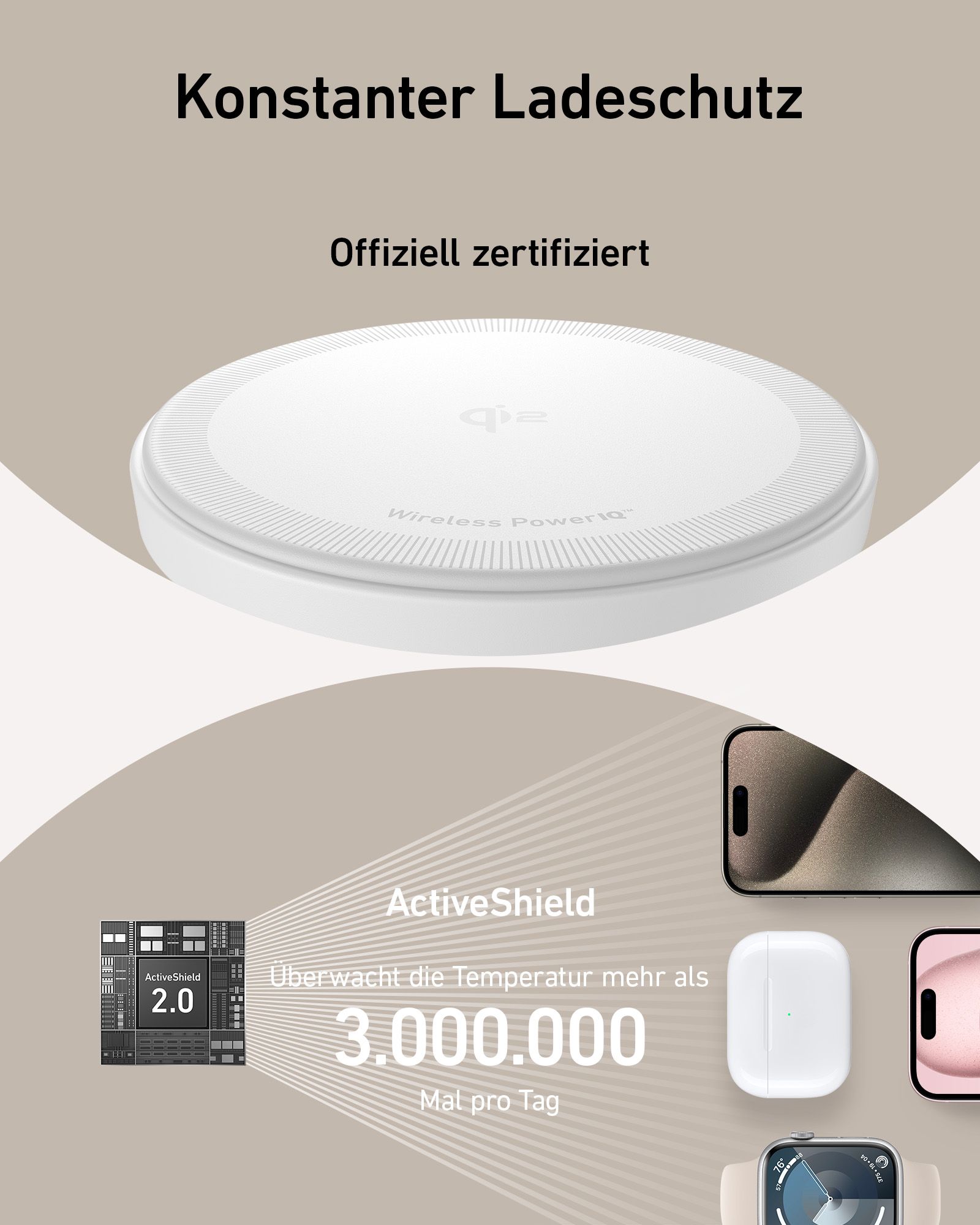 Anker Innovations MagGo Magnetic Wireless Charger 15W 3-in-1 Pad White