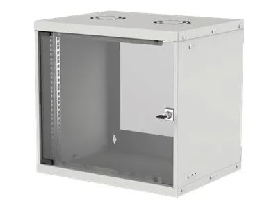 Intellinet Network Cabinet, Wall Mount (Basic), 9U, Usable Depth 500mm/Width 485mm, Grey, Flatpack, Max 50kg, Glass Door, 19", Parts for wall installation (eg screws and rawl plugs)