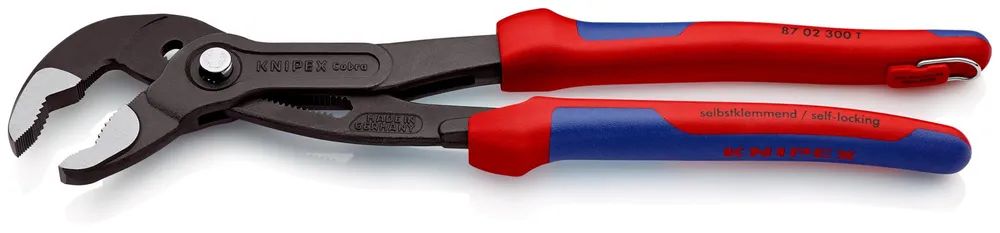 KNIPEX 87 02 300 T Cobra® Hightech-Wasserpumpenzange mit 2K-Hüllen, mit integrierter Befestigungsöse 300 mm