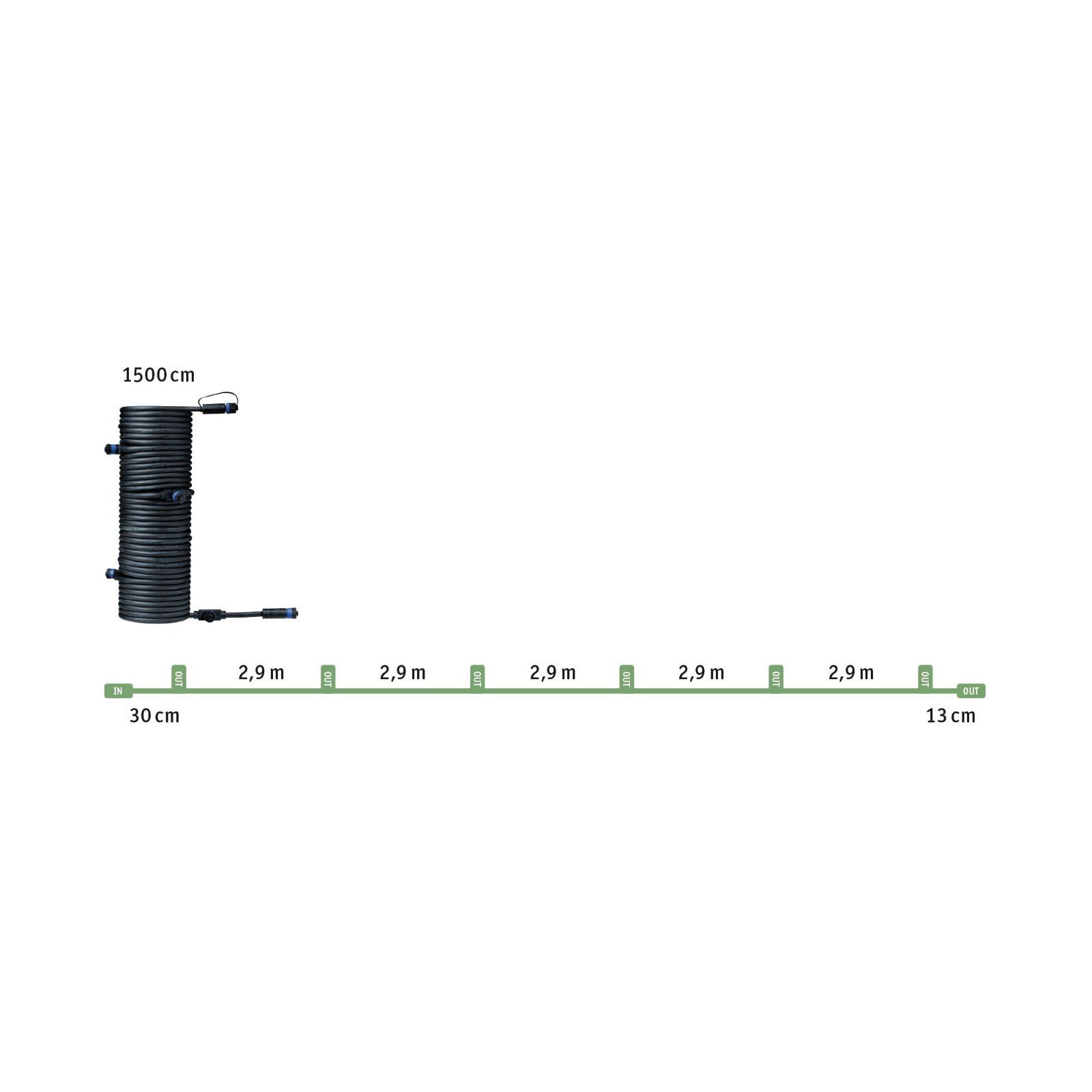 Paulmann VERBINDUNGSLEITUNG 15M 1IN7OUT / PAULMA PLUG&SHINE IP68 24V 93931