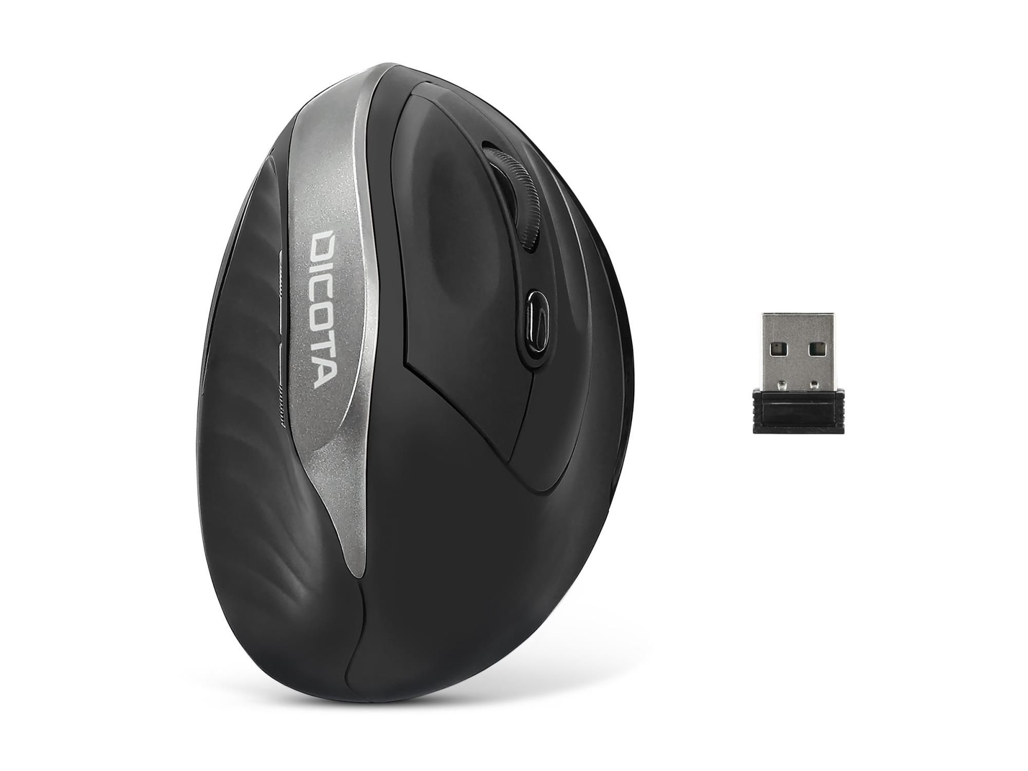 Dicota Relax - Maus - ergonomisch - Für Rechtshänder - 5 Tasten - kabellos - kabelloser Empfänger (USB)