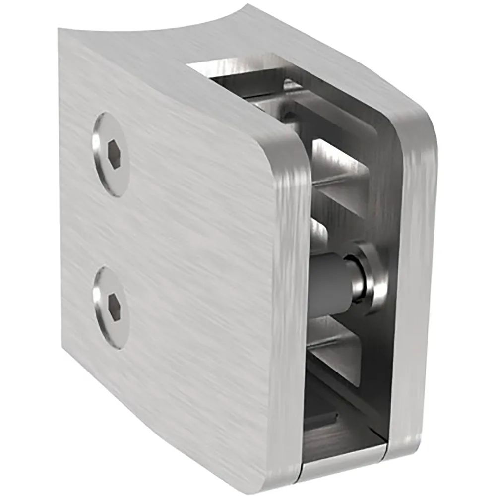 ECONOMY Glasklemmbeschlag für Rundrohr 42,4mm, eckig, Edelstahl geschliffen V2A