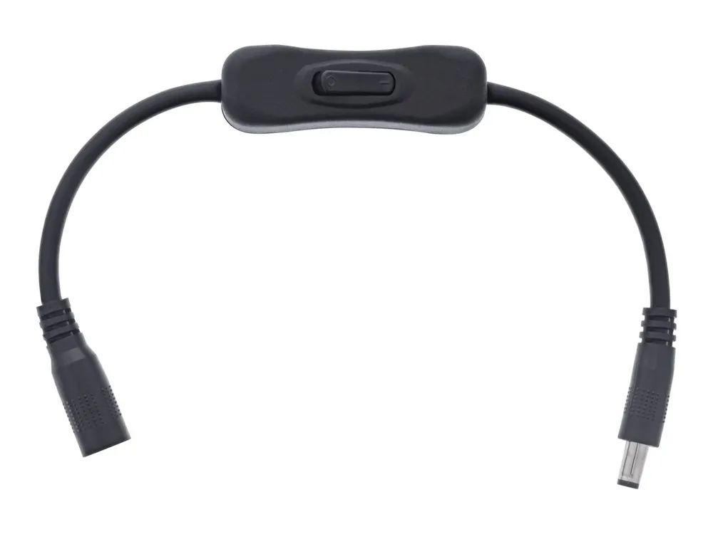 InLine DC Kabel mit Schalter - DC ST/BU 5,5x2,1mm - AWG 18 - schwarz - 0,20m