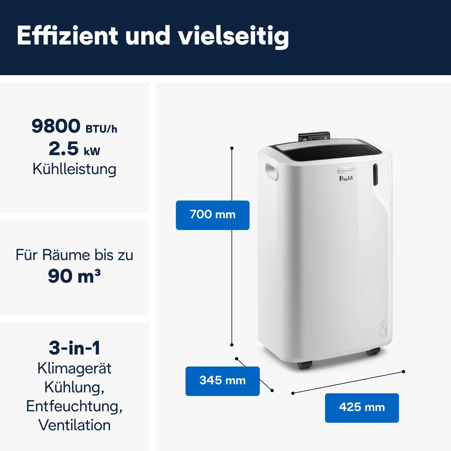 De'Longhi Klimagerät Pinguino PAC EM90K.1 SILENT