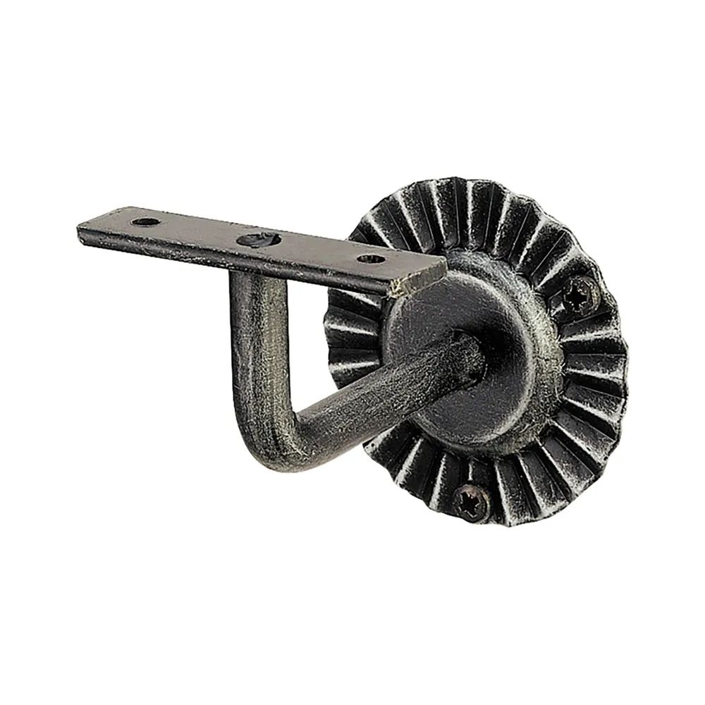 Schösswender Handlaufträger mit Winkel, Wandabstand 90, schwarz lackiert, patiniert