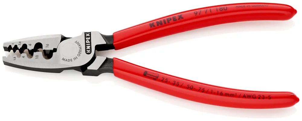 KNIPEX Crimpzange für Aderendhülsen mit Kunststoff überzogen 180 mm