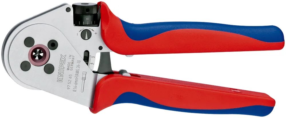 KNIPEX Vierdornpresszange für gedrehte Kontakte mit Mehrkomponenten-Hüllen verchromt 230 mm