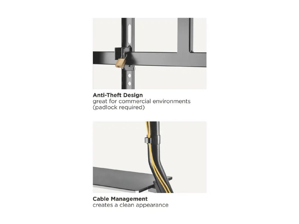 Equip Wagen - für Flachbildschirm / AV-Ausrüstung - heavy-duty, LFD trolley - Aluminium, Kunststoff, stainless steel - Schwarz (60"-105")
