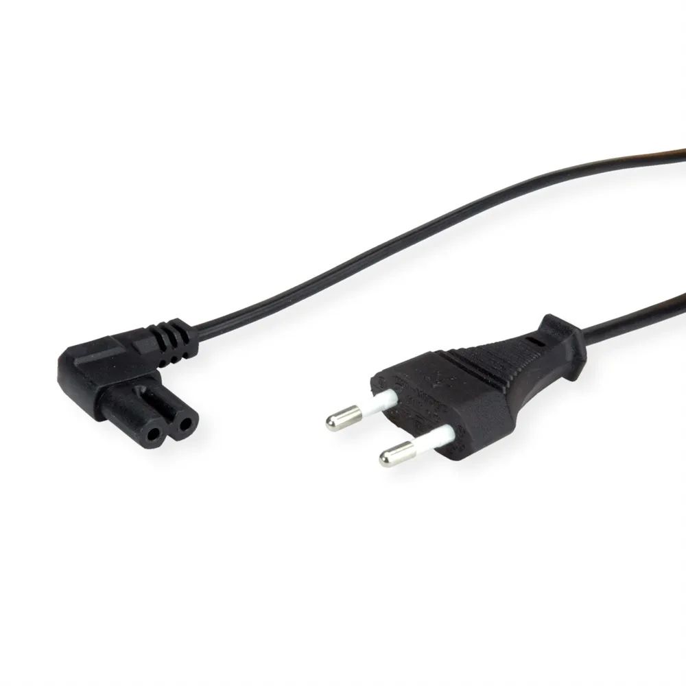 VALUE Netzkabel Euro-Flachstecker auf C7 gewinkelt, 2polig, schwarz, 1,8 m