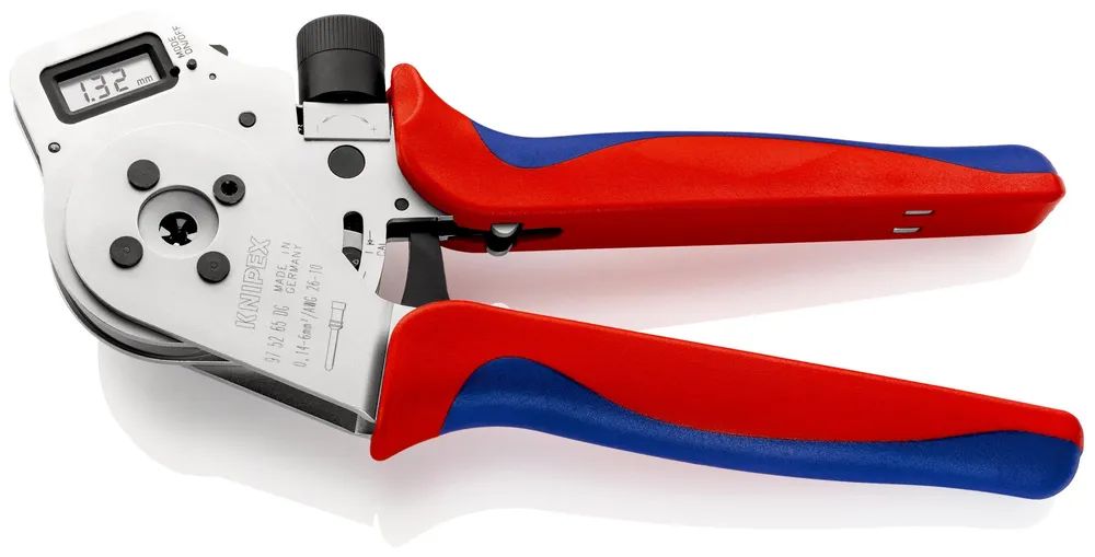 KNIPEX Vierdornpresszange für gedrehte Kontakte mit Mehrkomponenten-Hüllen verchromt 240 mm