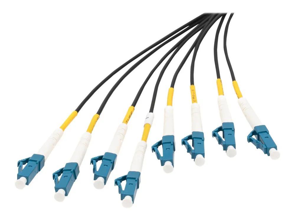 DIGITUS Vorkonfektionierte Glasfaser Universal Breakout Kabel, Singlemode OS2, 8 Fasern, LC/UPC - LC/UPC