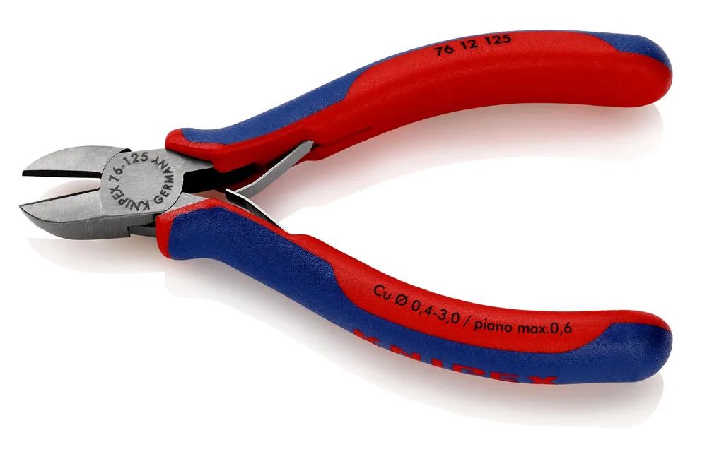 KNIPEX Seitenschneider für Elektromechaniker mit Mehrkomponenten-Hüllen schwarz atramentiert 125 mm