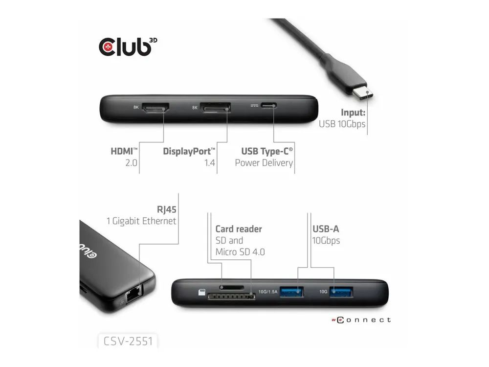 Club 3D 8-in-1 - Dockingstation - für Desktop, Laptop