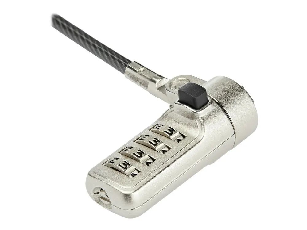 StarTech.com Laptop Sicherheitsschloss (4-stelliges, verstellbares Zahlenschloss, für Noble Security Wedge Sicherheitsbuchsen, 2 m Stahlkabel)