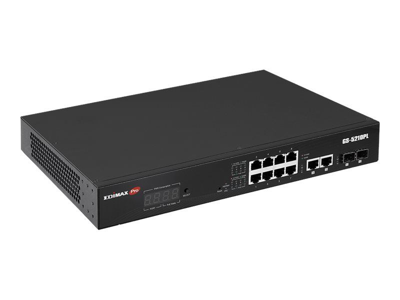 Edimax GS-5210PL - Switch - Smart - 10 x 10/100/1000 + 2 x Gigabit SFP (Uplink)