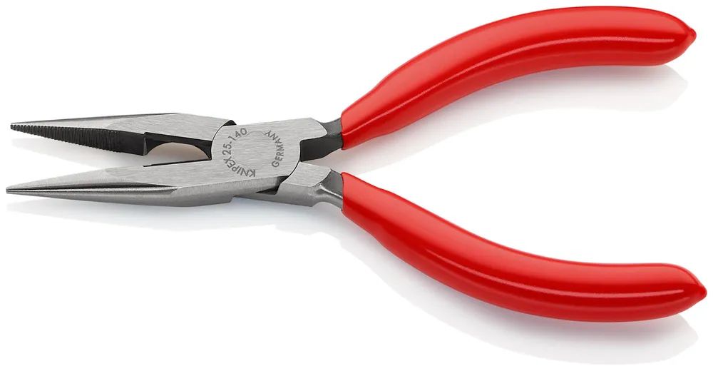KNIPEX Flachrundzange mit Schneide (Radiozange) mit Kunststoff überzogen schwarz atramentiert 140 mm