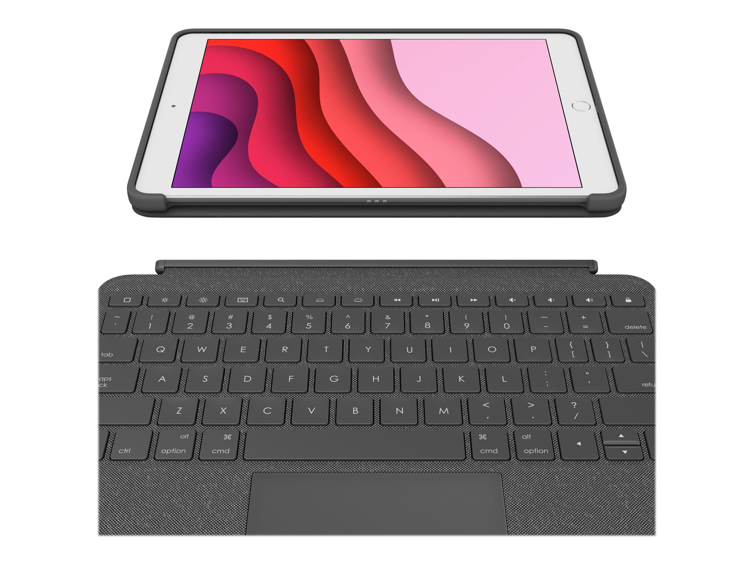 Logitech Combo Touch - Tastatur und Foliohülle - mit Trackpad - hintergrundbeleuchtet - Apple Smart connector - QWERTZ - Deutsch - Graphite - für Apple 10.2-inch iPad (7. Generation, 8. Generation, 9. Generation)