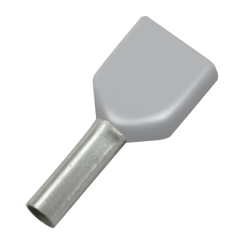 Edler Systems Kabeltechnik GmbH Zwillings-Aderendhülse 0,75x8/15 mit Kragen grau