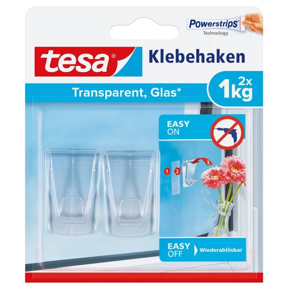 tesa® Powerstrips® Deco-Haken Transparent 1 kg – Blister