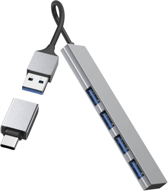 Hama USB-Hub 200141 USB-Hub, 4 Ports, 5 Gbit/s, +USB-C