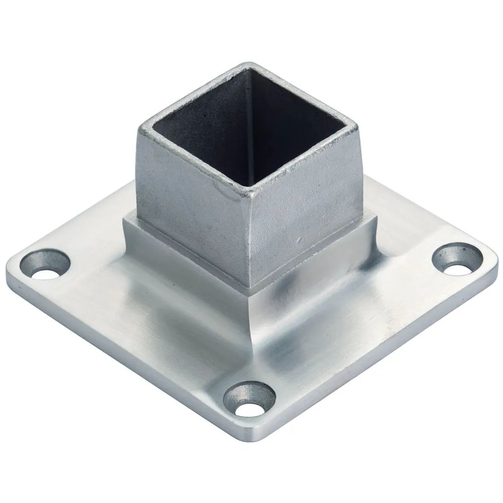 CROSO Flansch für Vierkantrohr 40 x 40 mm, Edelstahl V4A, aufgesetzt