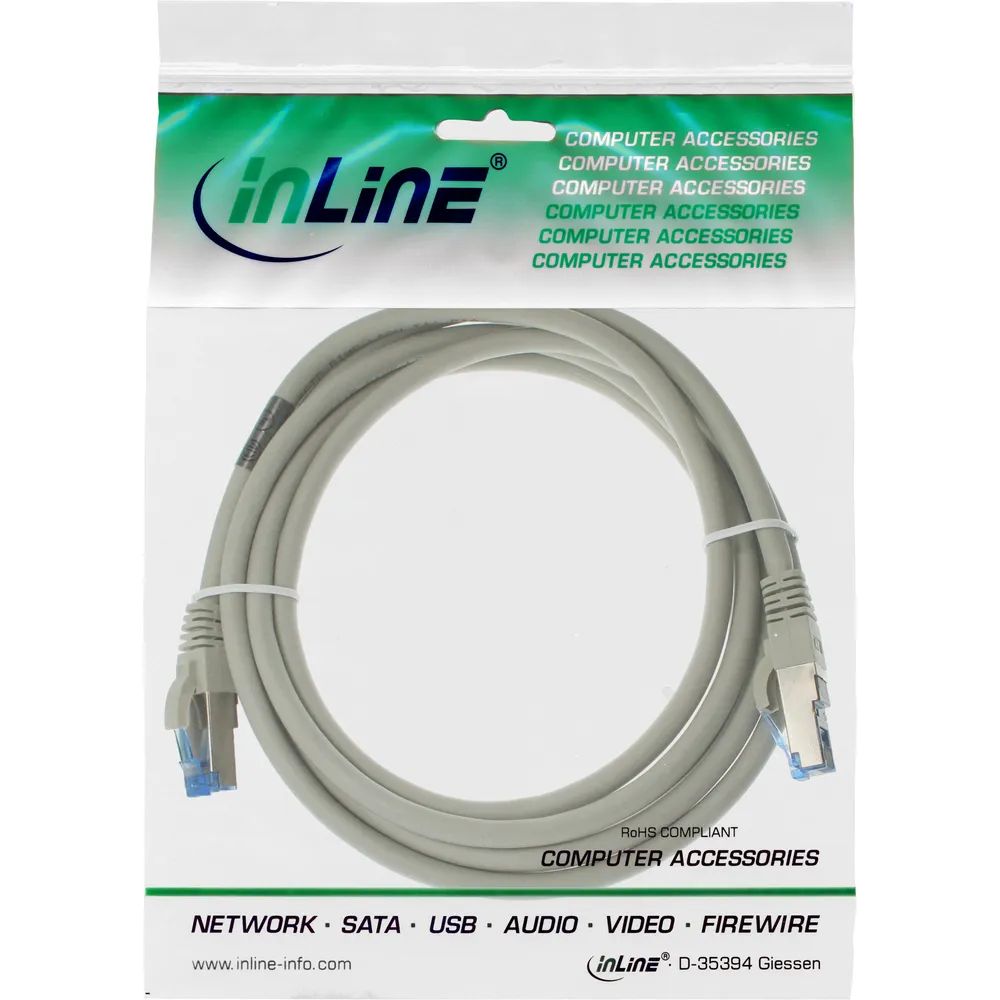 InLine Patchkabel - S/FTP (PiMf) - Cat.6A - halogenfrei - grau - 1,5m