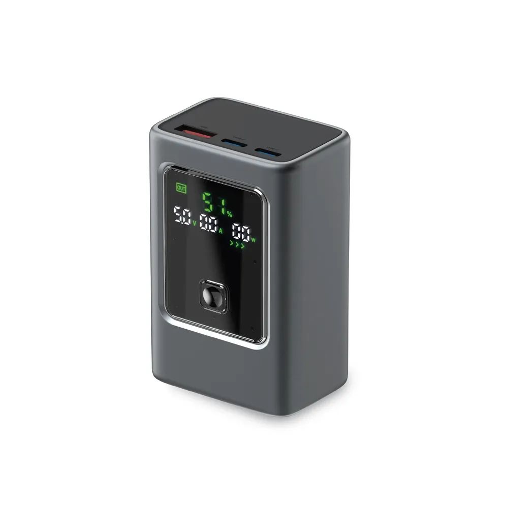 SBS Powerbank 35W PD, 10.000 mAh, 1x USB-A, 2x USB-C PD und eingebautem LCD DISPLAY