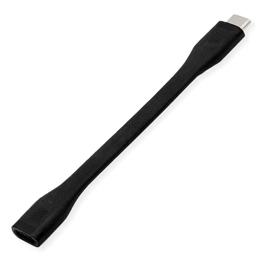 ROLINE USB4 Gen3x2 Verlängerungskabel, C-C, ST/BU, 8K UHD-2, 40Gbit/s, 100W, extra-flach, schwarz, 11,5 cm