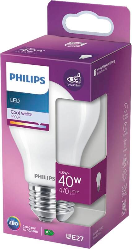 Philips LED classic 40W A60 E27 CW FR ND RFSRT4