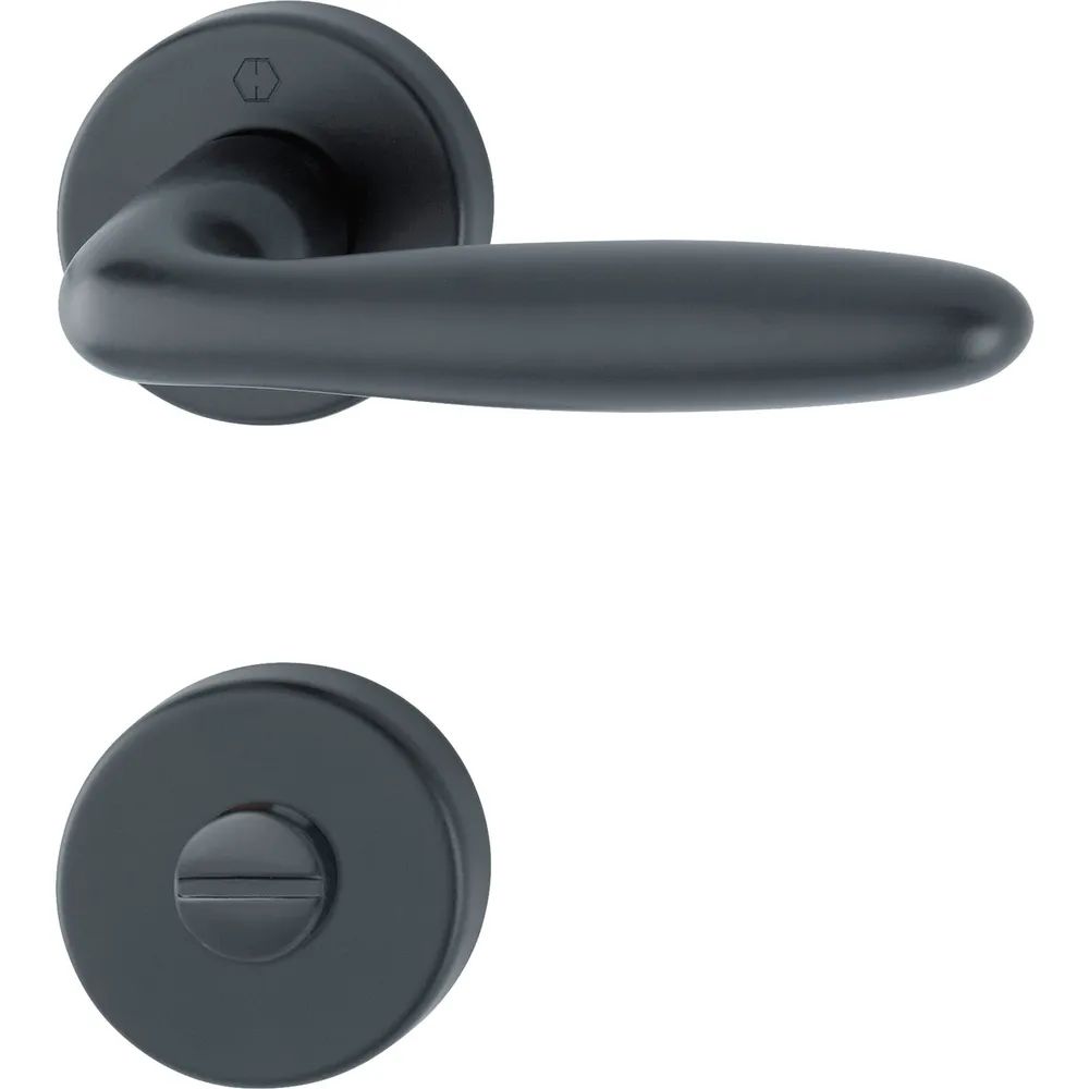 Hoppe Drückergarnitur VERONA auf Rosette WC, Türstärke 37 - 47, Aluminium schwarz matt