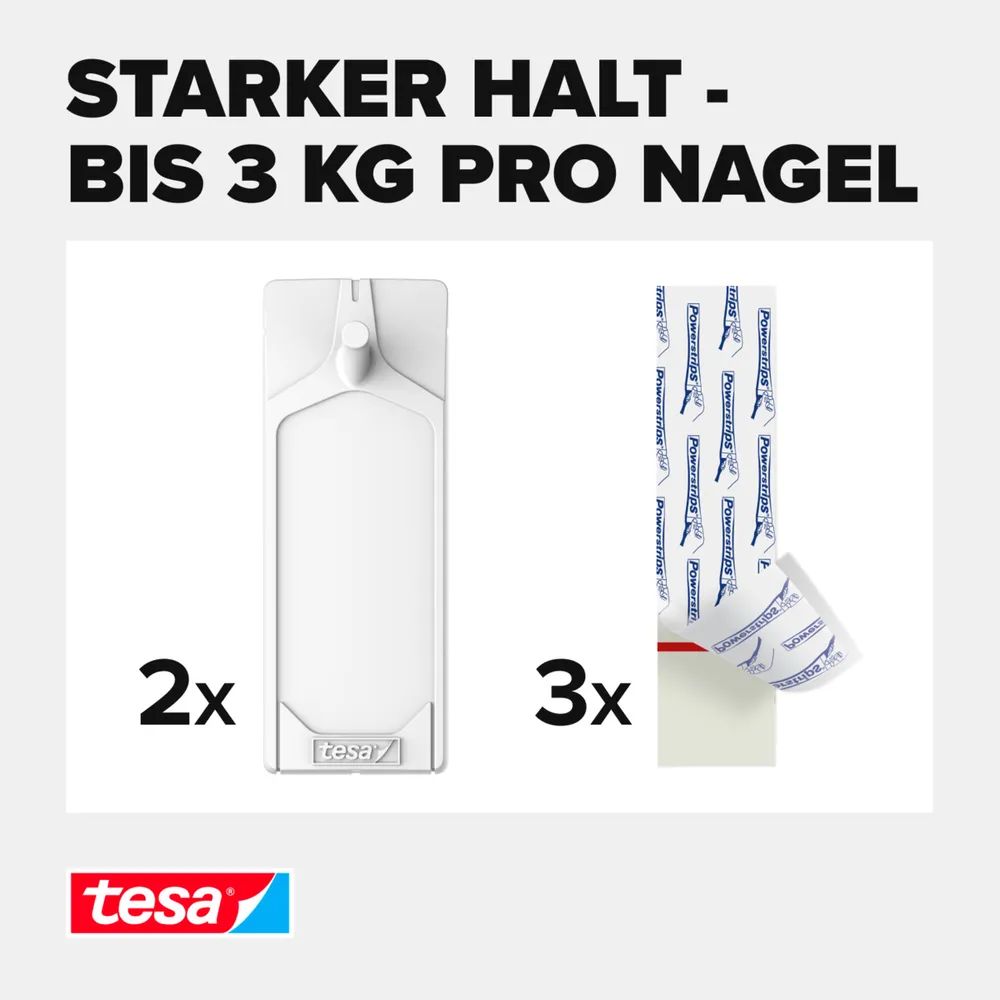 Tesa Powerstrips - Selbstklebender Haken - weiß (Packung mit 2)
