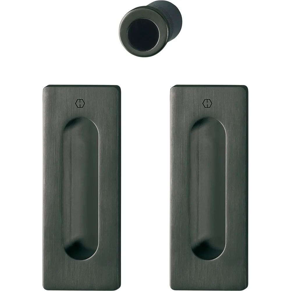 HOPPE Schiebetürmuschel Set M464 - BL, eckige Rosette, schwarz satiniert