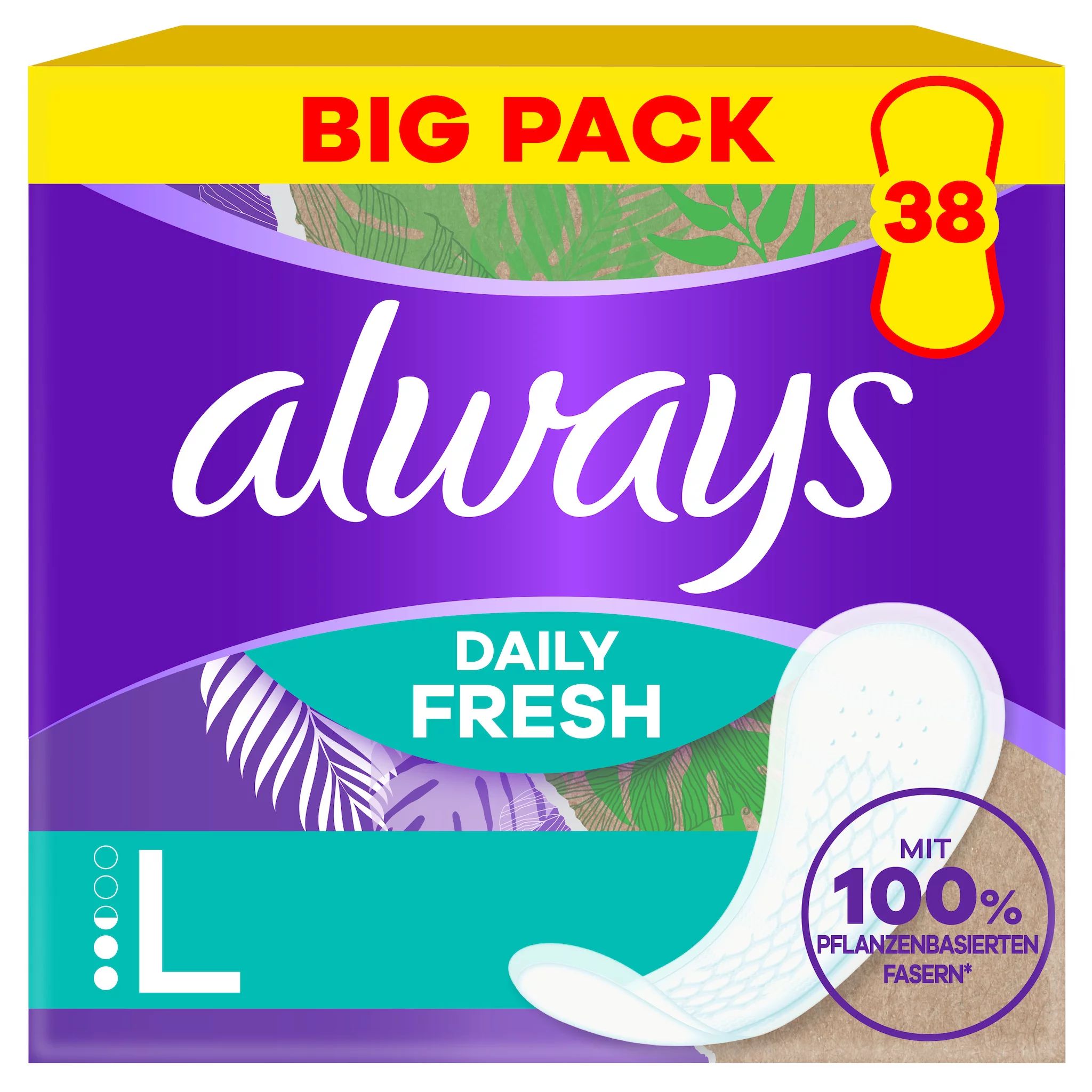 always Slipeinlage Daily Fresh Pflanzenbasiert, Long BigPack 38