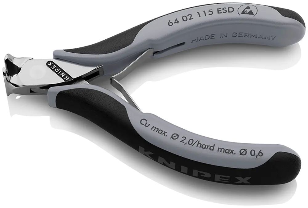 KNIPEX Elektronik-Vornschneider ESD mit Mehrkomponenten-Hüllen 115 mm
