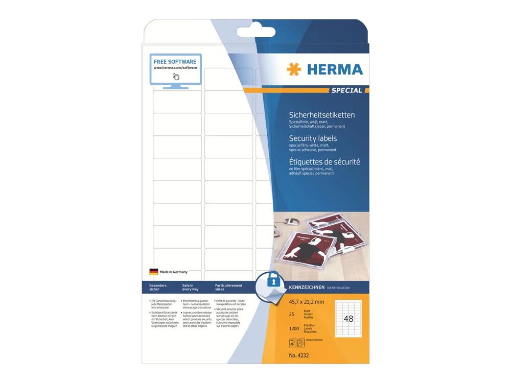 HERMA Special - Weiß - 45.7 x 21.2 mm 1200 Etikett(en) (25 Bogen x 48)
