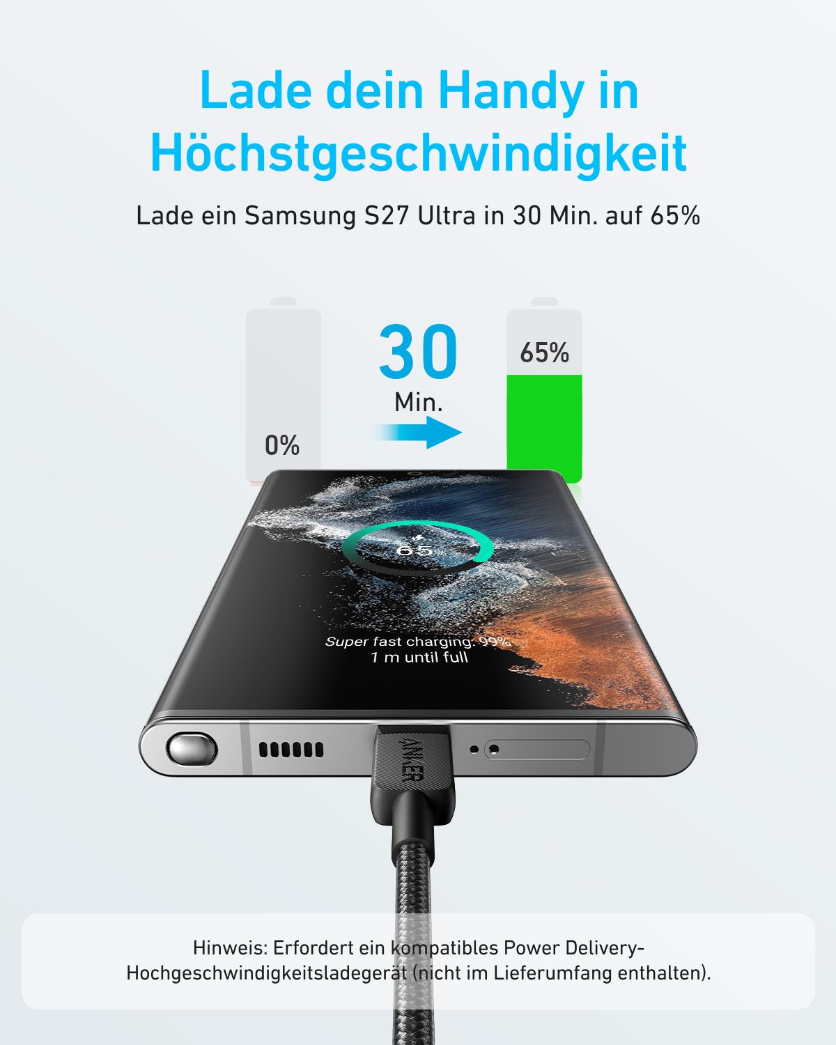 Anker Innovations Anker 322 - USB-Kabel - 24 pin USB-C (M) zu 24 pin USB-C (M)